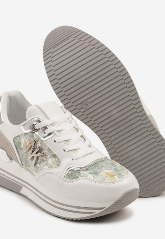 Biało-Zielone Sneakersy z Metaliczną Aplikacją Divisca 6