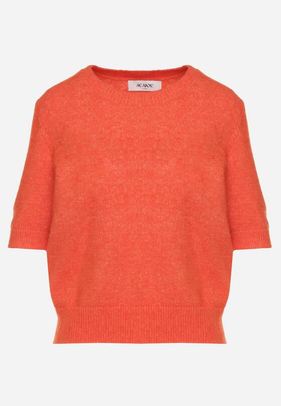 Pomarańczowy Sweter z Wełną i Krótkim Rękawem Turosa 6