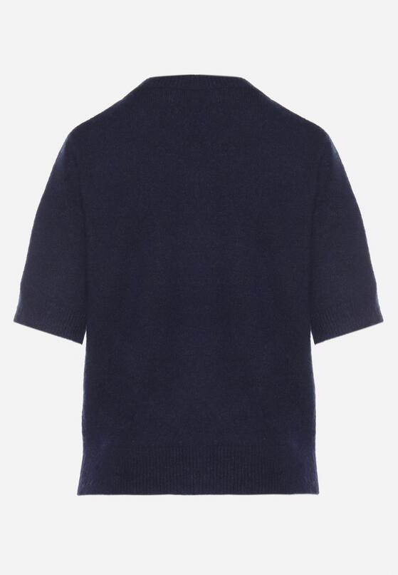 Granatowy Sweter z Wełną i Krótkim Rękawem Turosa 7