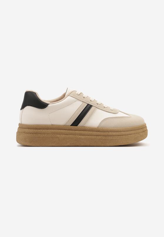 Beżowo-Czarne Sneakersy na Platformie w Stylu Kultowych Tenisówek Ozdobione Wzorem w Panterkę Gonoriel 4