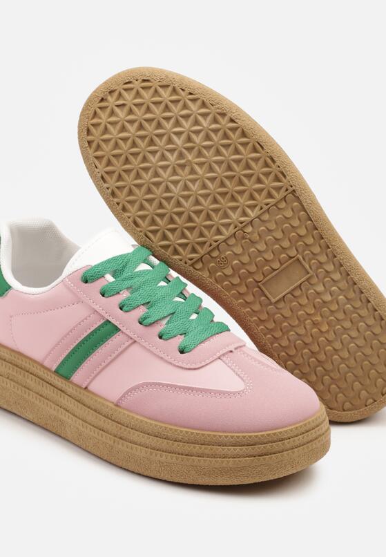 Różowe Sneakersy na Platformie w Stylu Kultowych Tenisówek Ozdobione Wzorem w Panterkę Gonoriel 6