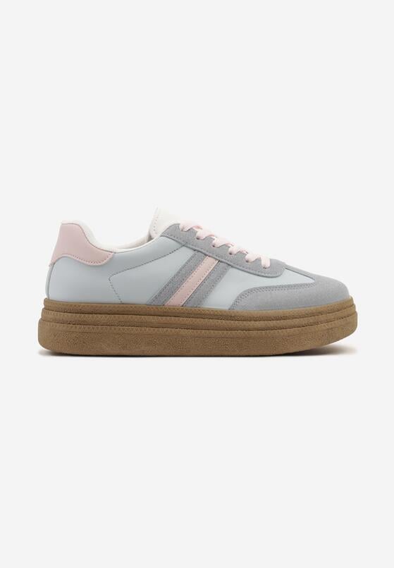 Niebieskie Sneakersy na Platformie w Stylu Kultowych Tenisówek Ozdobione Wzorem w Panterkę Gonoriel 4