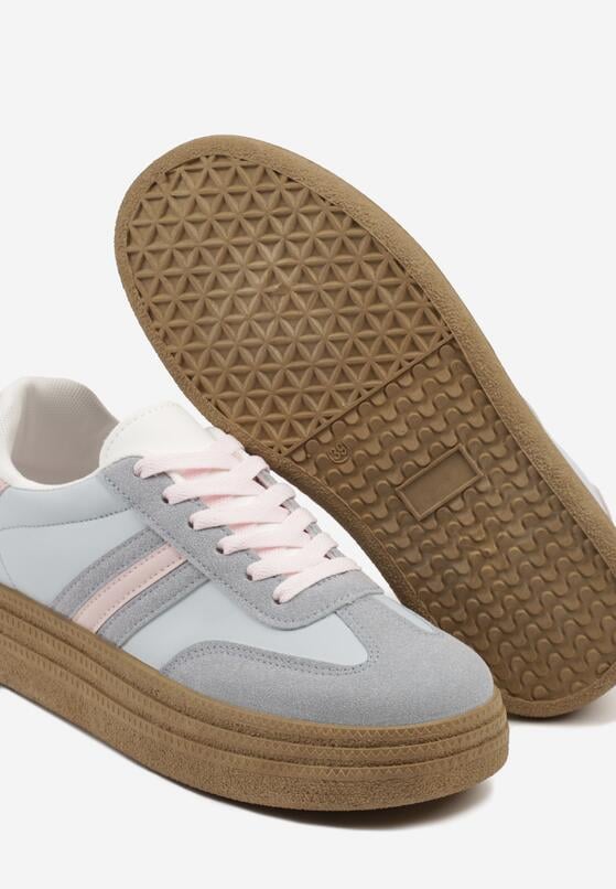 Niebieskie Sneakersy na Platformie w Stylu Kultowych Tenisówek Ozdobione Wzorem w Panterkę Gonoriel 6