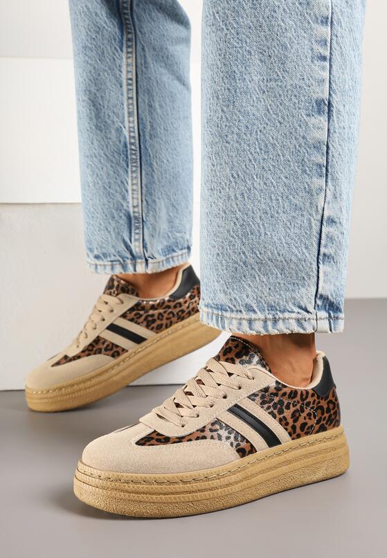Panterkowe Sneakersy na Platformie w Stylu Kultowych Tenisówek Ozdobione Wzorem w Panterkę Gonoriel 1