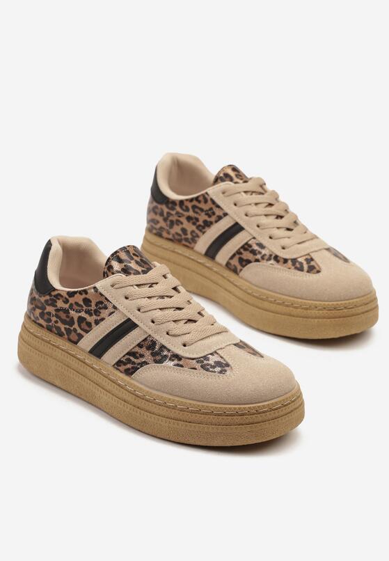Panterkowe Sneakersy na Platformie w Stylu Kultowych Tenisówek Ozdobione Wzorem w Panterkę Gonoriel 5