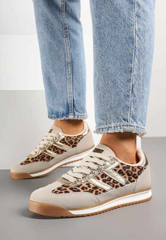 Panterkowe Sneakersy Ozdobione Paskami w Panterkę Eranelia 1