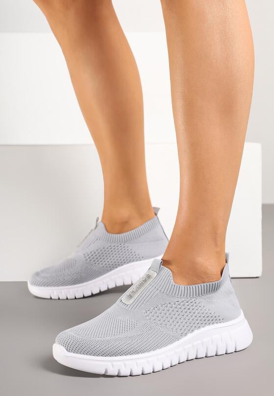 Szare Buty Sportowe z Elastyczną Cholewką Clezenne 1