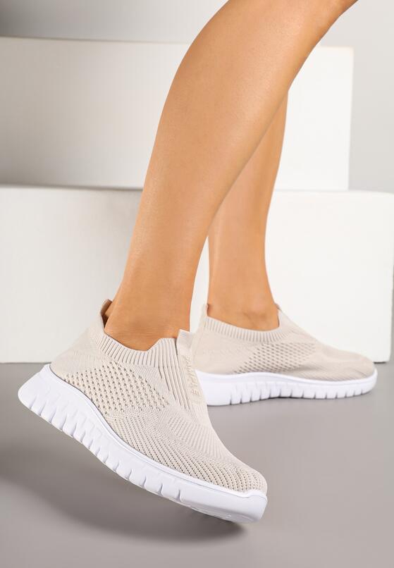 Beżowe Buty Sportowe z Elastyczną Cholewką Clezenne 2