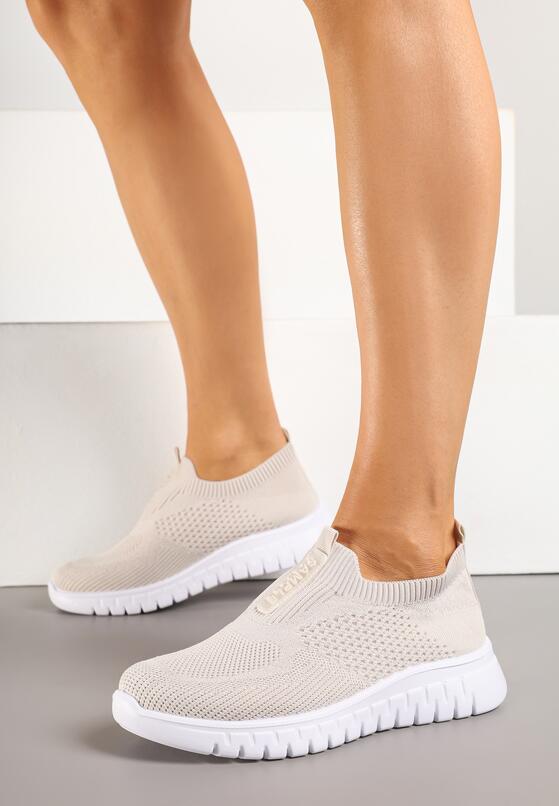 Beżowe Buty Sportowe z Elastyczną Cholewką Clezenne 1