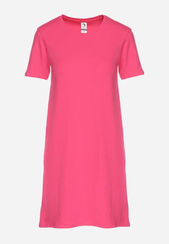 Różowa Bawełniana Sukienka o Kroju Typu T-shirt Nilisea 6