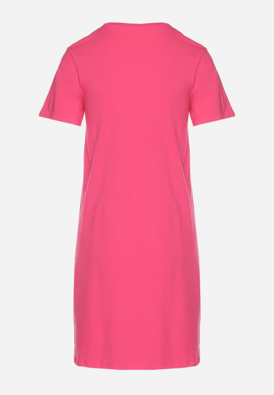 Różowa Bawełniana Sukienka o Kroju Typu T-shirt Nilisea 7