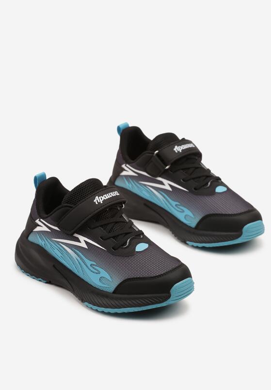 Czarno-Niebieskie Buty Sportowe Zapinane na Rzep z Ozdobnym Tłoczeniem Nilarith 2