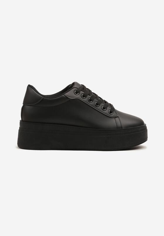 Czarne Klasyczne Sneakersy na Grubej Podeszwie Tosirra 4
