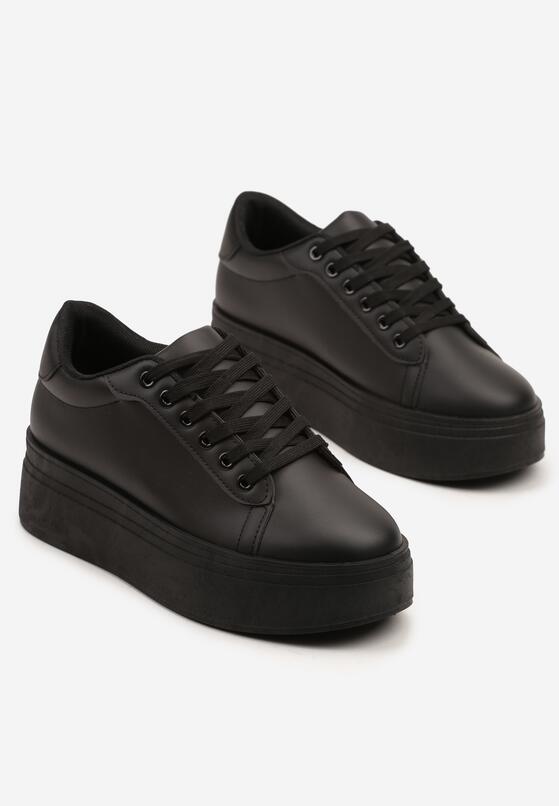 Czarne Klasyczne Sneakersy na Grubej Podeszwie Tosirra 5
