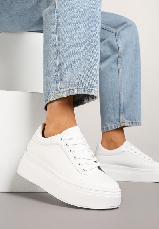 Białe Klasyczne Sneakersy na Grubej Podeszwie Tosirra 2