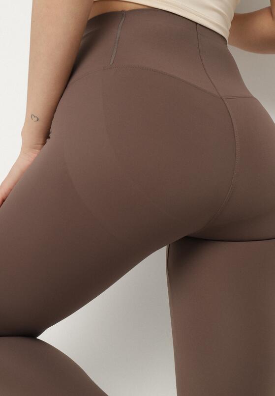 Brązowe Klasyczne Legginsy z Wysokim Stanem Melio 5