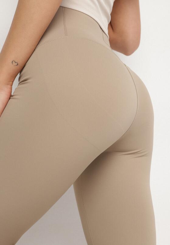 Beżowe Klasyczne Legginsy z Wysokim Stanem Melio 5