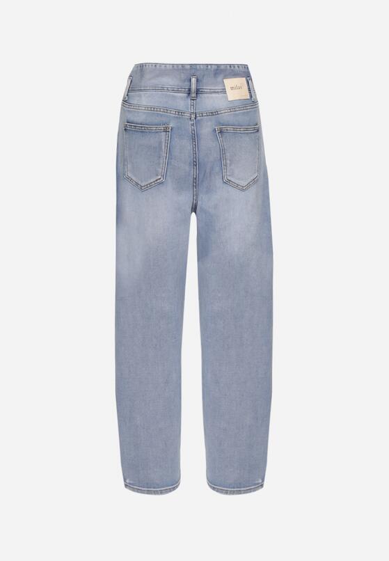 Niebieskie Jeansy o Kroju Mom Fit z Wysokim Stanem i Guzikami Viloiti 7