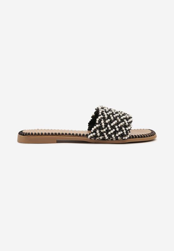 Czarne Klapki z Koralikami w Stylu Boho Sorea 4