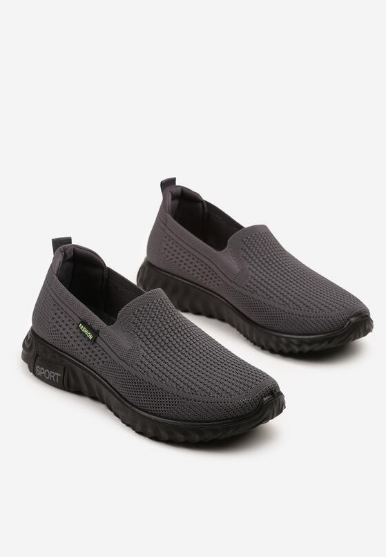 Szare Buty Sportowe Wsuwane pod Kostkę z Miękką Cholewką Ravionae 2