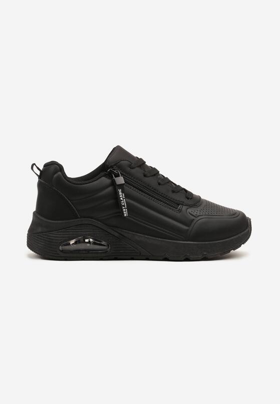 Czarne Sneakersy z Ozdobnym Suwakiem i Tłoczeniem Tosinelle 4