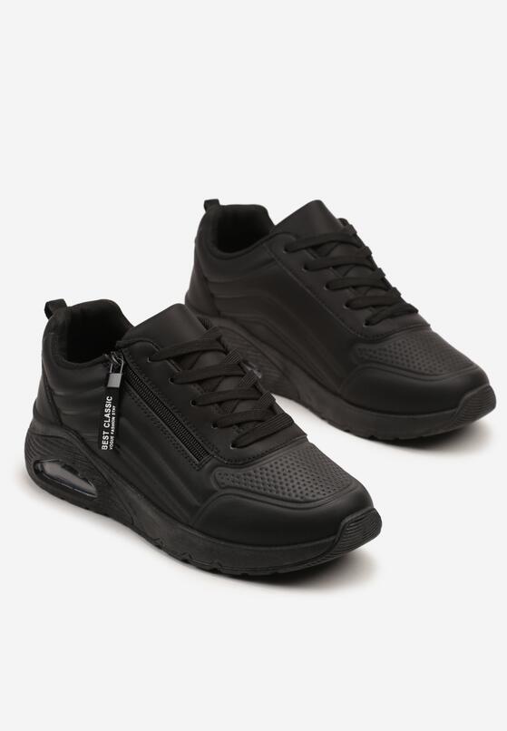 Czarne Sneakersy z Ozdobnym Suwakiem i Tłoczeniem Tosinelle 5