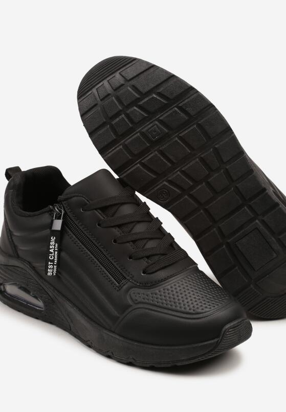 Czarne Sneakersy z Ozdobnym Suwakiem i Tłoczeniem Tosinelle 6
