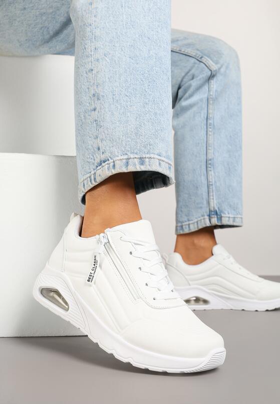 Białe Sneakersy z Ozdobnym Suwakiem i Tłoczeniem Tosinelle 2