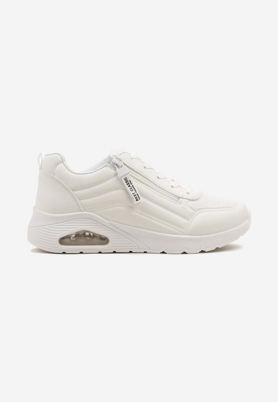 Białe Sneakersy z Ozdobnym Suwakiem i Tłoczeniem Tosinelle 4