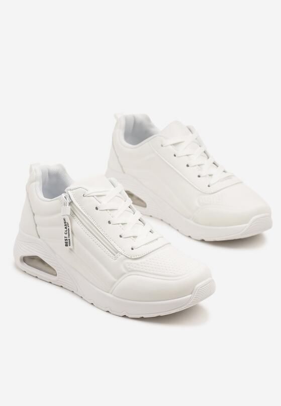Białe Sneakersy z Ozdobnym Suwakiem i Tłoczeniem Tosinelle 5