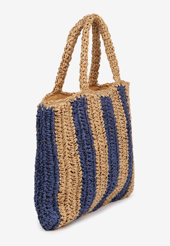 Granatowa Torebka Shopper Plażowa z Napisem Navirael 2