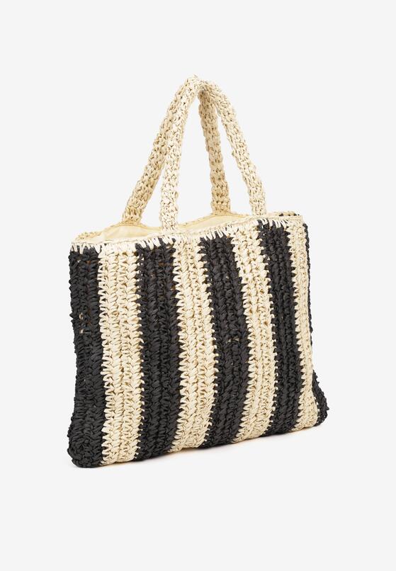 Czarna Torebka Shopper Plażowa z Napisem Navirael 2