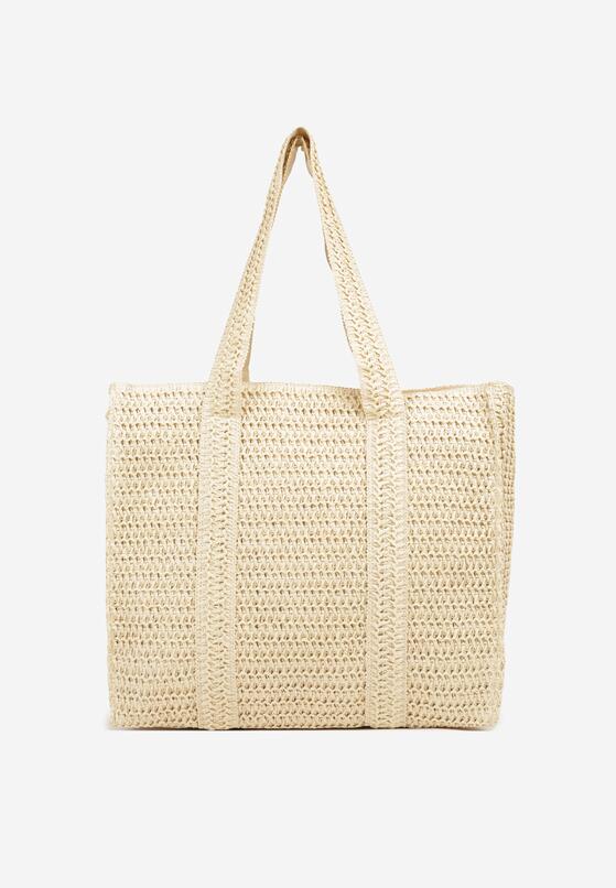 Beżowa Plażowa Torebka Shopperka w Stylu Boho Galapira 1