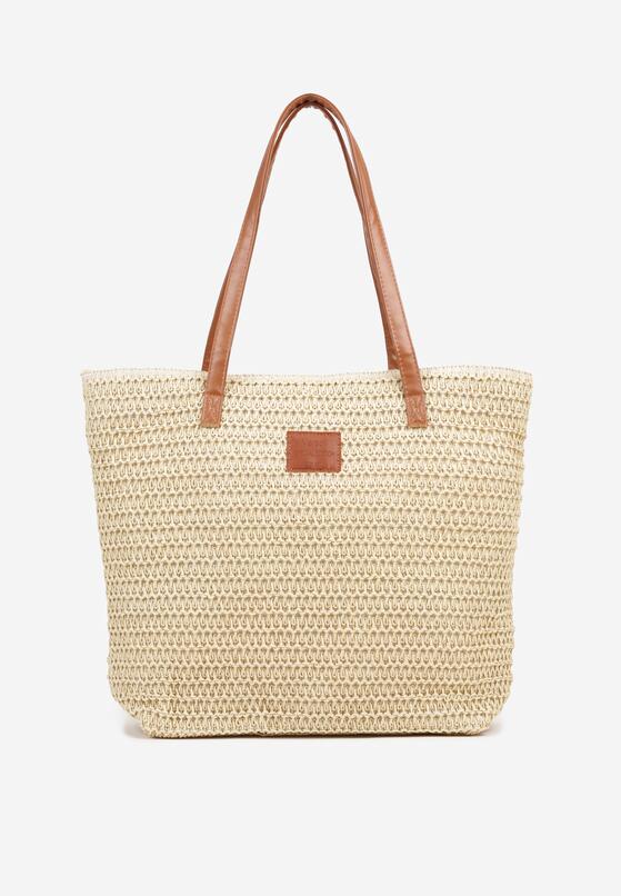 Beżowa Pleciona Torebka Plażowa Shopper Odelinea 1