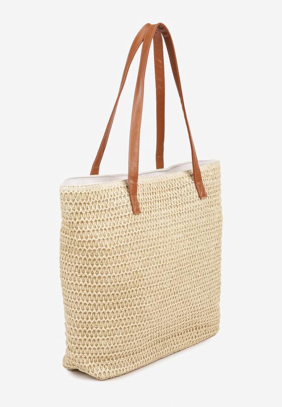Beżowa Pleciona Torebka Plażowa Shopper Odelinea 2