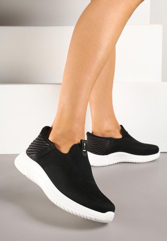 Czarne Buty Sportowe Sneakersy z Miękką Cholewką pod Kostkę Weamara 2