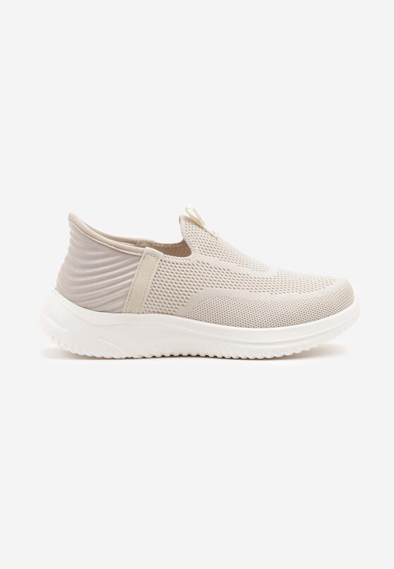 Beżowe Buty Sportowe Sneakersy z Miękką Cholewką pod Kostkę Weamara 4