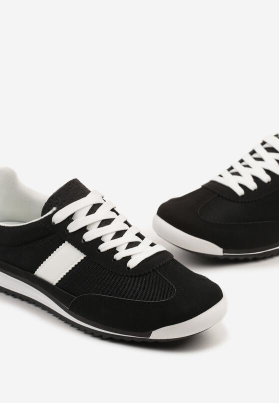 Czarne Sneakersy z Ozdobnym Paskiem Cleota 6