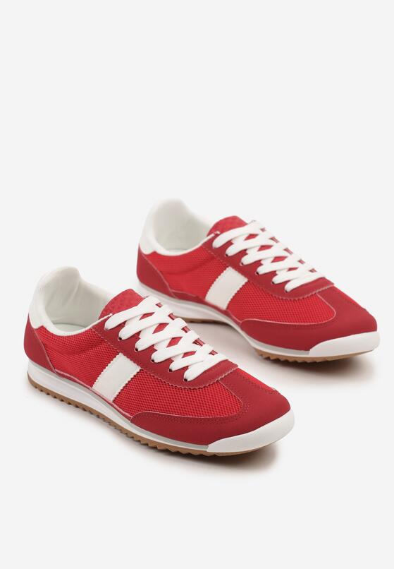 Czerwone Sneakersy z Ozdobnym Paskiem Cleota 5