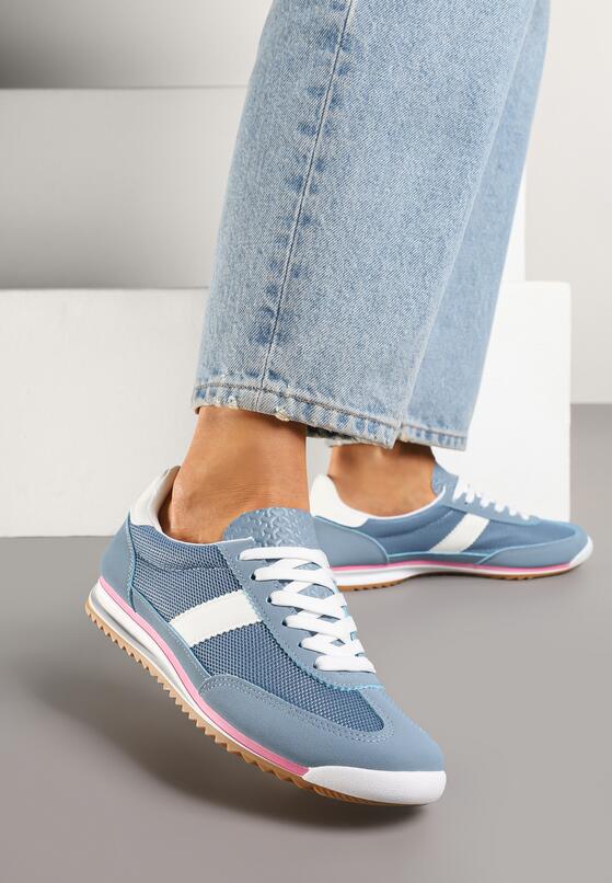 Niebieskie Sneakersy z Ozdobnym Paskiem Cleota 3