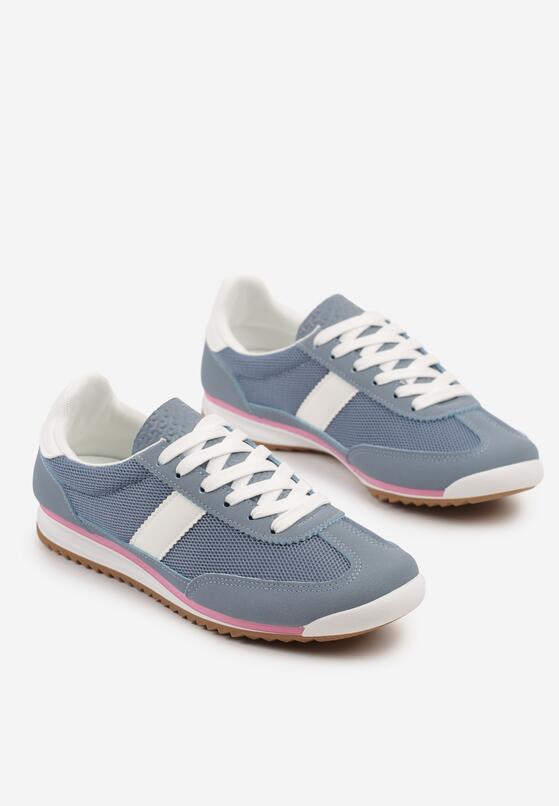 Niebieskie Sneakersy z Ozdobnym Paskiem Cleota 5