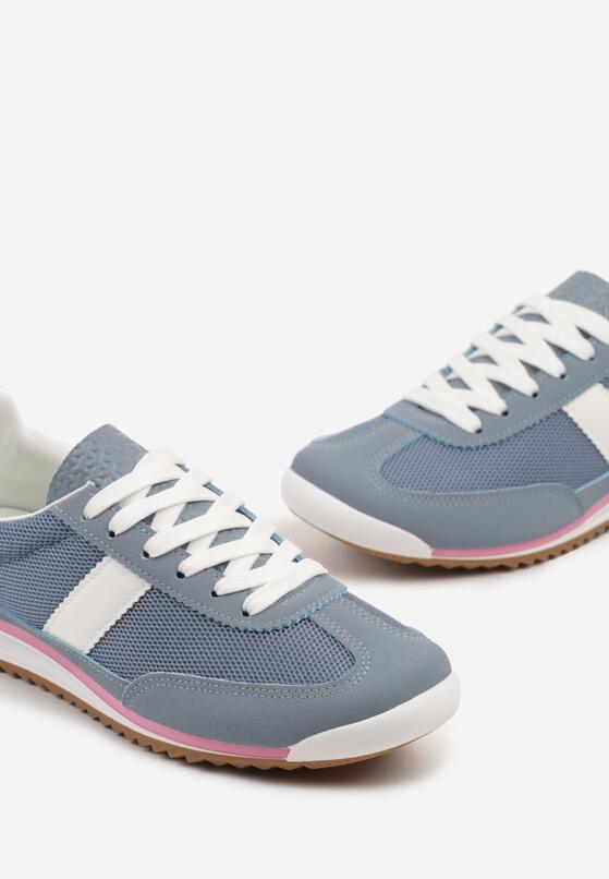 Niebieskie Sneakersy z Ozdobnym Paskiem Cleota 6