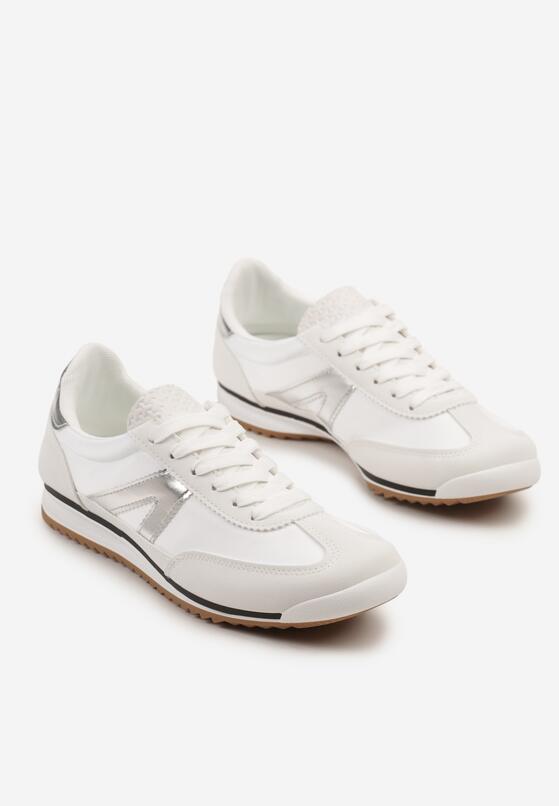 Białe Sneakersy z Geometrycznym Wzorem Clesanna 5
