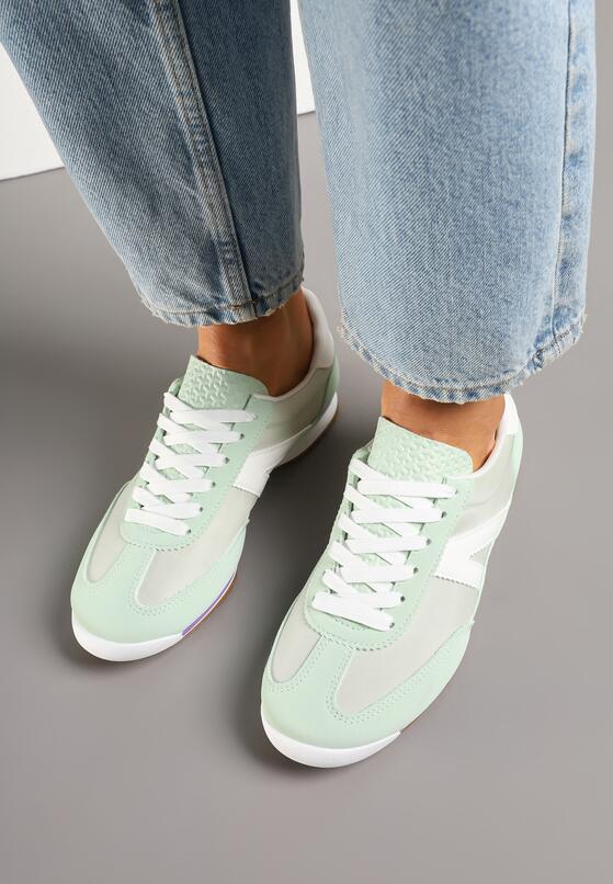 Jasnozielone Sneakersy z Geometrycznym Wzorem Clesanna 3