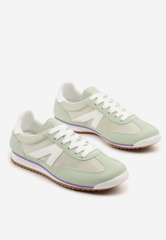 Jasnozielone Sneakersy z Geometrycznym Wzorem Clesanna 5