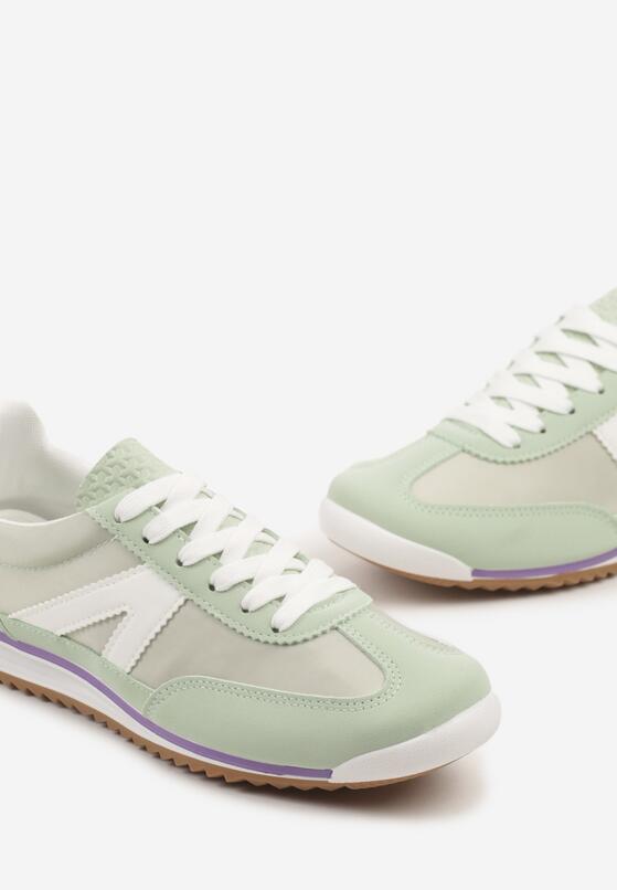 Jasnozielone Sneakersy z Geometrycznym Wzorem Clesanna 6