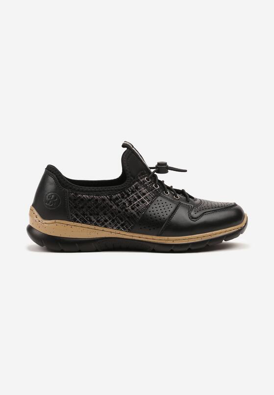 Czarne Sneakersy Skórzane z Perforacją Odisla 4