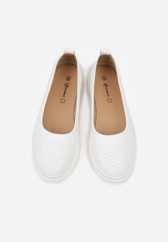 Białe Skórzane Tenisówki Ozdobione Perforacją Tellireth 7