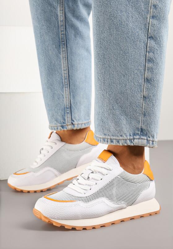 Białe Skórzane Sneakersy z Geometrycznym Wzorem Rivoiti 1