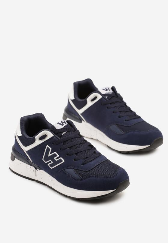 Granatowe Buty Sportowe Sneakersy z Geometryczną Naszywką Odoria 2